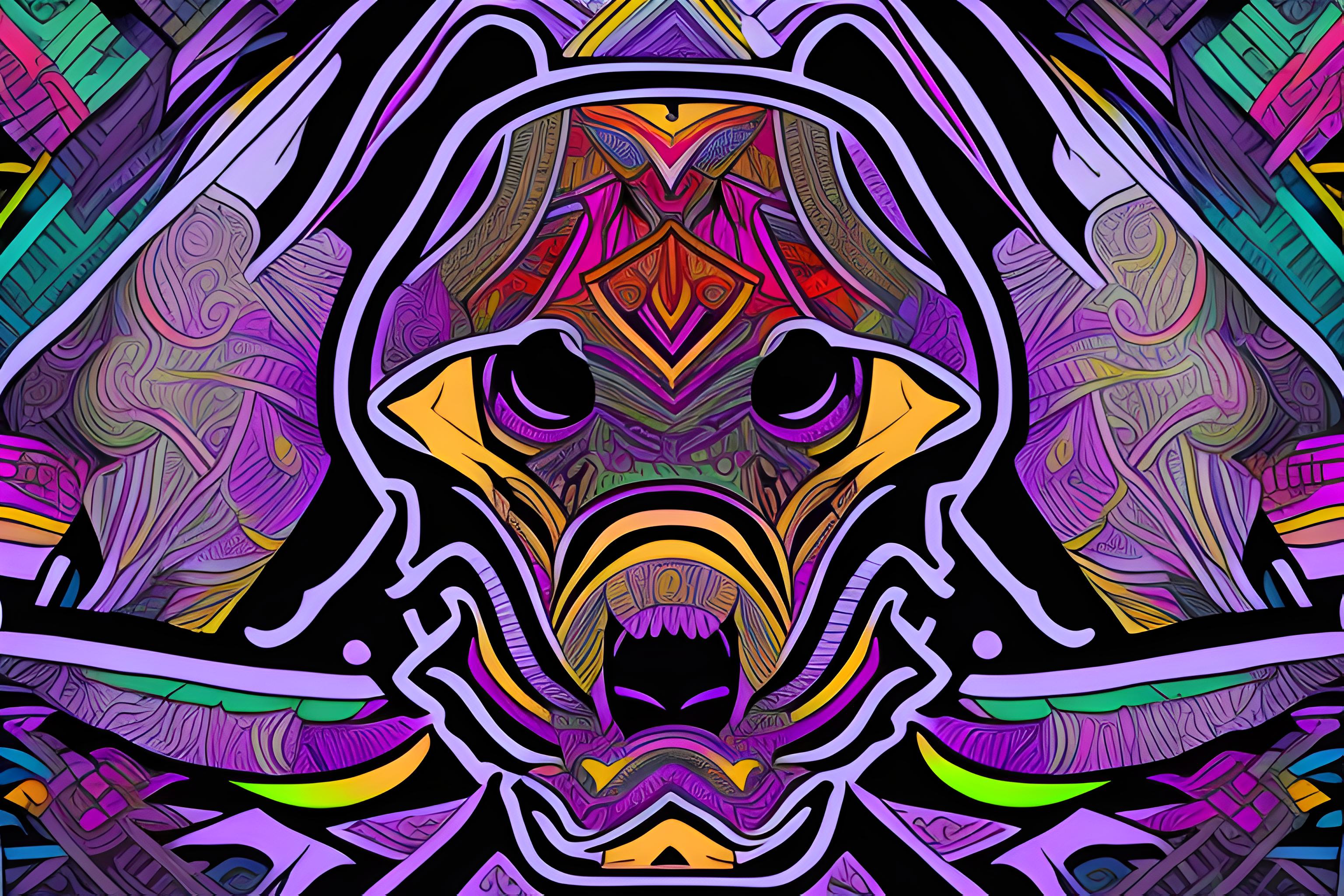 colorful tribal lines tattoo style desing with black background